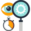 Magnifying glass icon representing search or zoom in functionality.